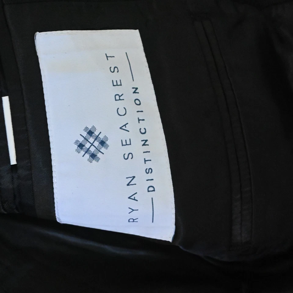 Ryan Seacrest 38S Black Slub Peak Mens Blazer Suit Jacket Sport Coat - Image 4 of 4