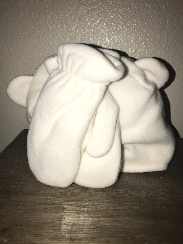 Conjunto de sombrero y mitones de lana Jumping Beans talla 2T-4T niños o niñas oso polar Foto 2 de 3