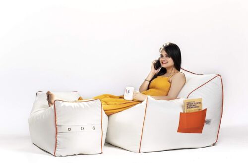 Cubierta de bolsa de frijoles para silla con cubierta de taburete para pies sin frijoles sala de estar decoración del hogar - Imagen 1 de 4