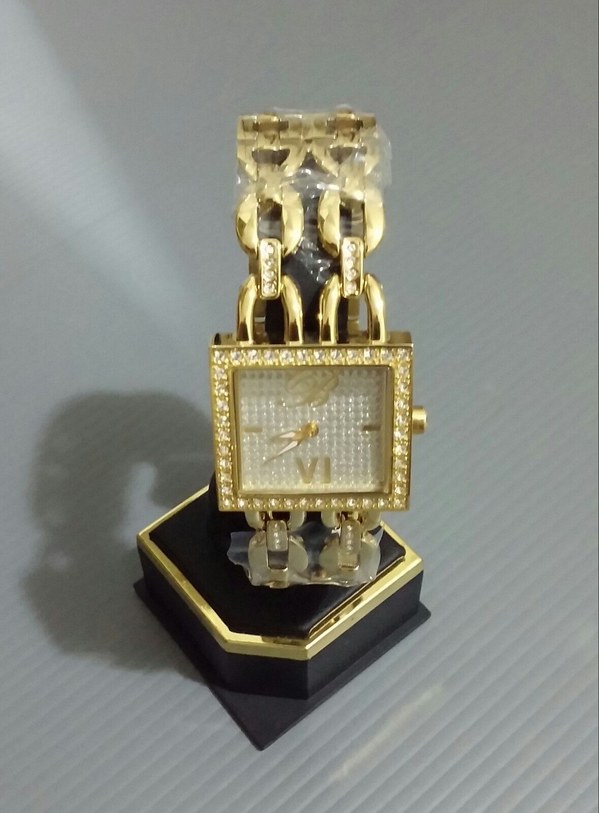 Blumarine orologio quadrato in acciaio inox oro placcato, quadrante argento