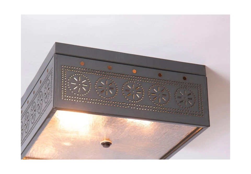 Irvin's Tinware, 431CCT, 2 Light Flush Mount Square Ceiling Light with Chisel... - Image 3 of 4