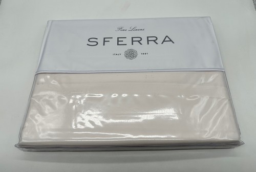 NEW Sferra Marialva Cotton & Silk Full/Queen Flat Sheet Ivory FREE Shipping