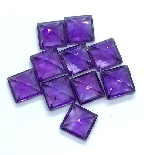 African Amethyst Square Cut Faceted Natural Loose Gemstone For Making Jewelry - Picture 2 of 24