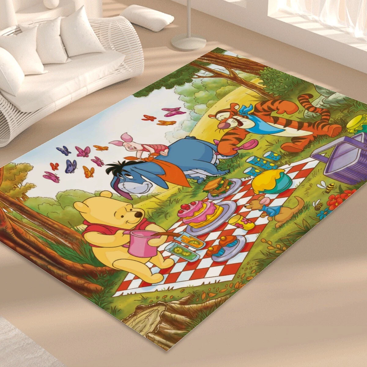Winnie The Pooh Print Foldable Rectangular Floor Mat Rug Anti-Skid Carpet