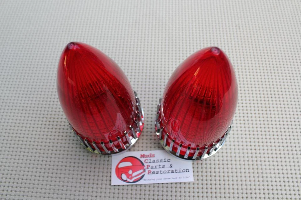 59 lentes de luz trasera roja Cadillac Chome Crown biseles personalizados Harley Car Hot Rod Foto 2 de 4