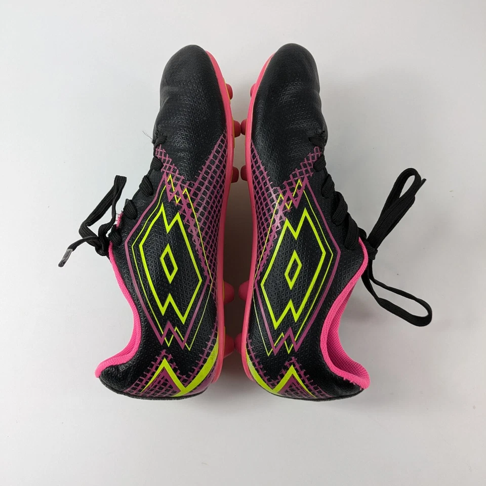 Girls Soccer Cleats Size 3.5 Lotto Forza Elite 3 JR Neon Pink Yellow 80s Bright - Image 4 of 4