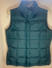 Eddie Bauer Premium Quality Goose Down Snap & Zip Vest Jacket. Teal. Ladies M