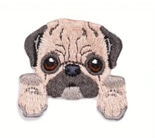 PUG Puppy Dog -  Embroidered Iron On/Sew On Patch - FREE SHIPPING