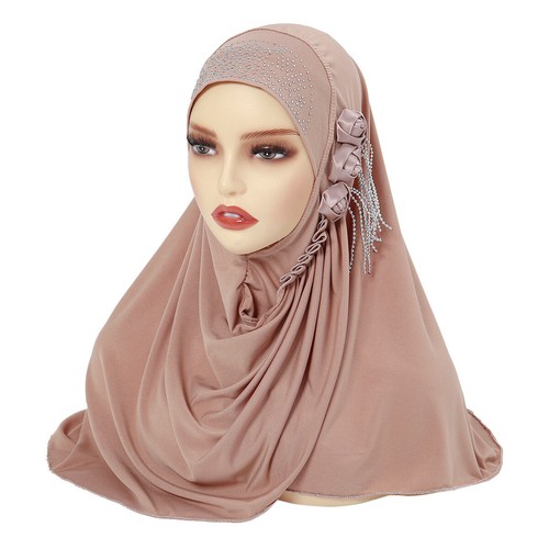 Women Flower Tassel Hijab Scarf Shawl Headband Wrap Long Soft Headband Scarves - Picture 13 of 16