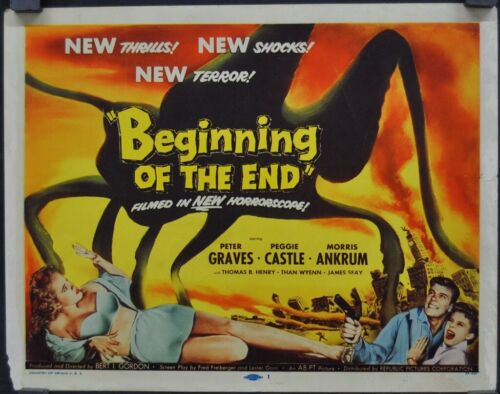 Beginning Of The End 1957 ORIG 11X14 TITLE LOBBY CARD PETER GRAVES PEGGIE CASTLE - 第 1/1 張圖片