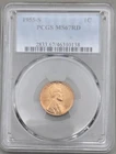 1955 S Lincoln Penny PCGS MS 67 RD 1c