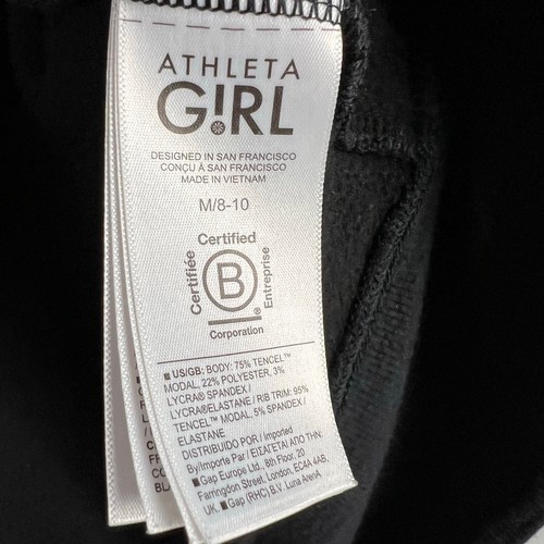 Athleta Girl Wrap And Roll Sweatshirt Black Pockets Long Sleeve Cardigan M/8-10 - Picture 3 of 6