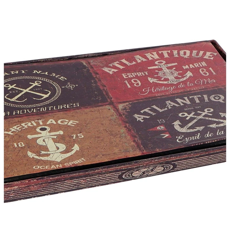 Pouf Contenitore Pieghevole Ancora Stile Marinaro 76x40x41 cm Panca Baule, fotografia 6 di 9