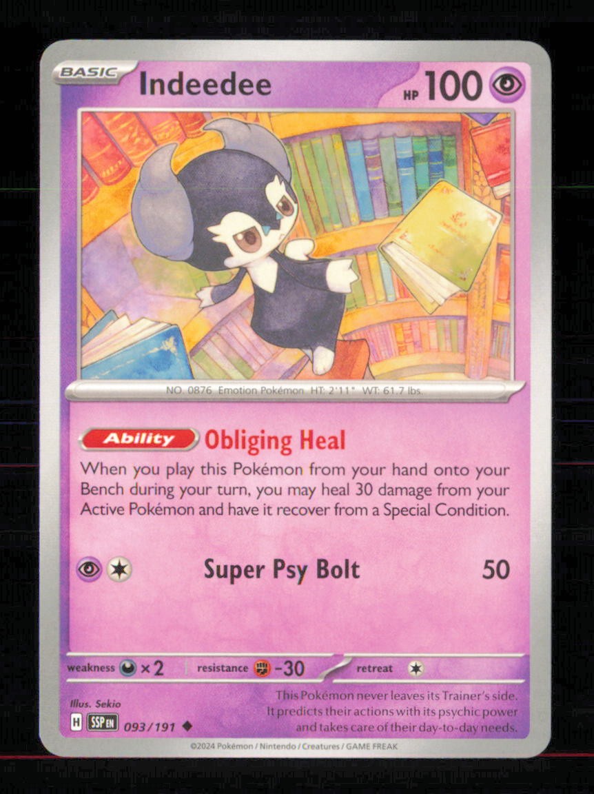 Indeedee 093/191 Uncommon Surging Sparks Pokemon Reverse Holo Near Mint