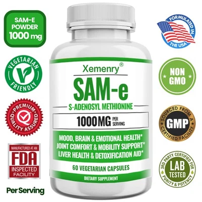 XEMENRY SAM-E-Kapseln 1000mg - Unterstützung Von Gehirn, Muskeln, Nerven Und Gelenken