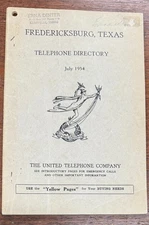 Fredericksburg, Texas July 1954 Telephone Directory