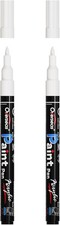 Overseas White Acrylic Paint Pens 2 Pack, 0.7mm Extra Fine Tip Permanent Markers