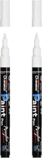 Overseas White Acrylic Paint Pens 2 Pack, 0.7mm Extra Fine Tip Permanent Markers