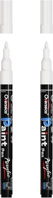 Overseas White Acrylic Paint Pens 2 Pack, 0.7mm Extra Fine Tip Permanent Markers