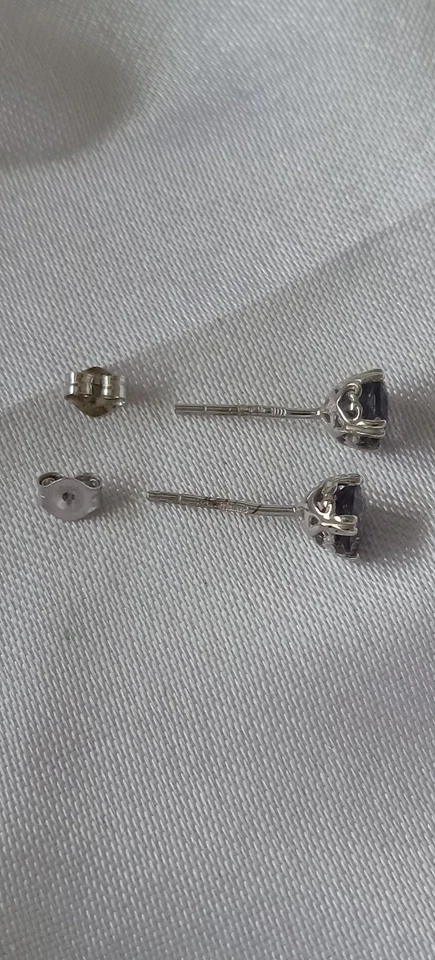 10K White Gold Iolite Stud Earrings, .88ctw, Fancy Setting, NWT, Viking Stone - Image 3 of 4