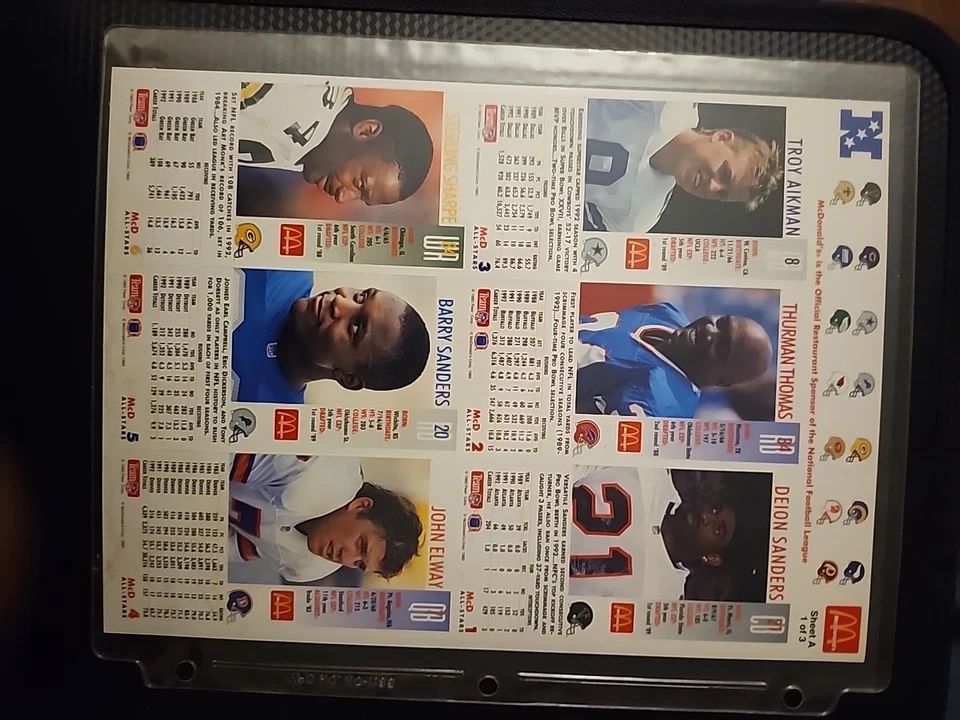 McDonald’s 1993 Edición Limitada Juego de Tarjetas Coleccionistas GameDay Hoja A, 1 de 3 Foto 2 de 2