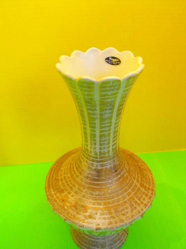Mid Century Modern Vintage Royal Haeger Art Pottery Vase Gold Tweed Glaze 14"