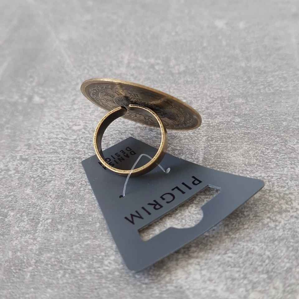 PILGERRING VERSTELLBAR ONE SIZE VINTAGE AGED GOLD BRONZE STAHL UHR UHRMACHER - Bild 4 von 4