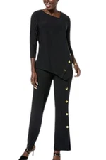 Antthony Women's 2-piece Asymmetrical Top and Pant Set Black
