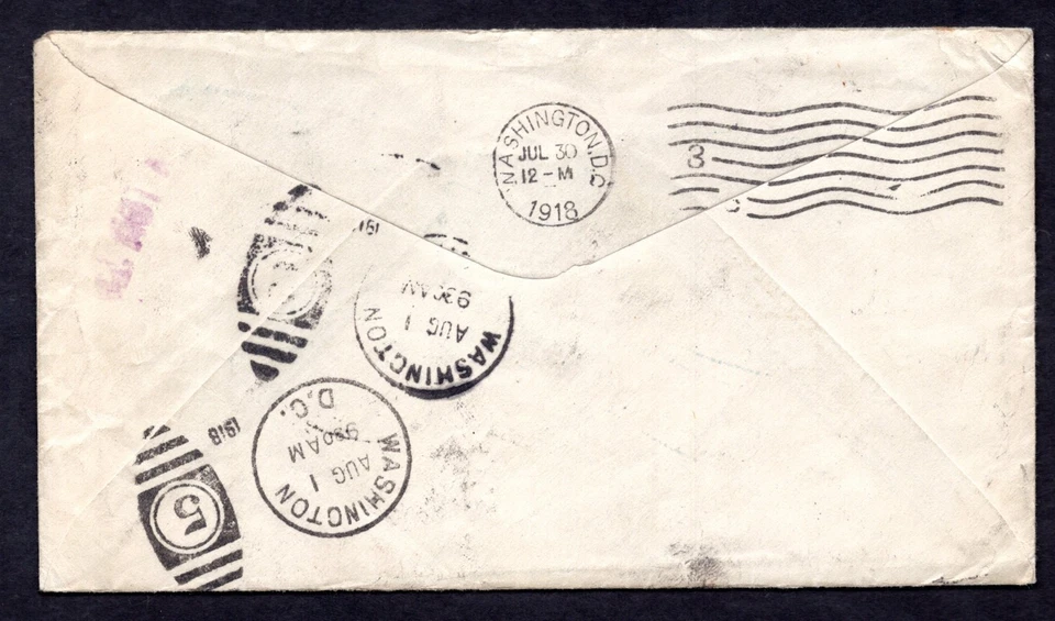 US 1918 SCOTT #C3 AIR MAIL STAMP WITH TOP MARGIN ON COVER FALMOUTH, MASS. - Image 2 of 2
