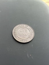 Australia 1935 Penny-HIGH GRADE-8 Pearls-KGV Pre Decimal Coin