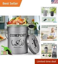 Kitchen Compost Bin Indoor Odor Resistant Food Waste Container 1 Gallon