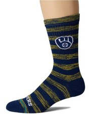 Stance Men's L 9-13 Milwaukee Brewers Twist Crew Socks MLB Infiknit Blue
