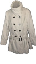 Atmosphere Size 16 Cream Double Breasted High Collar Popper Close Coat/jacket