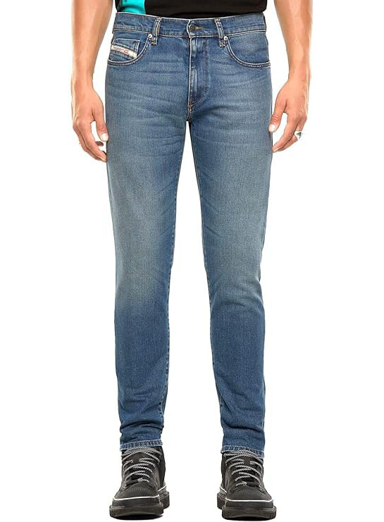 DIESEL Herren Slim Fit Jeans D - Strukt Solide Blau Größe 27W 30L 00SPW4-009EI