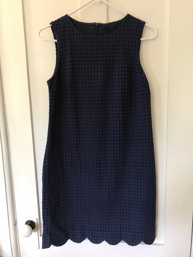 Cynthia Rowley Sleeveless Eyelet Shift Dress, Navy Blue, Size 2, NEW, NWT