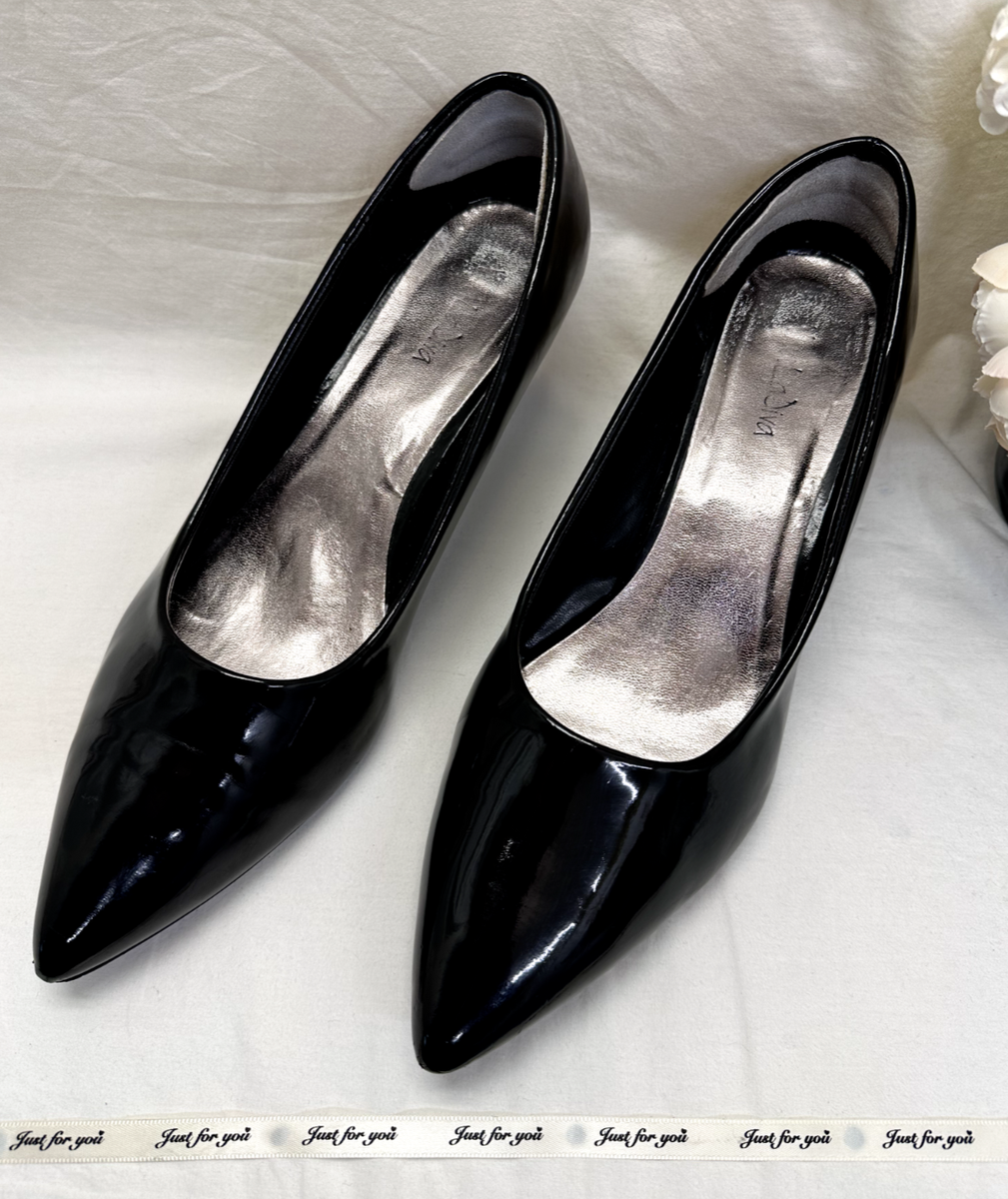 Black Patent Black Wide Fit Mid Heels Women's Viva La Diva Mid