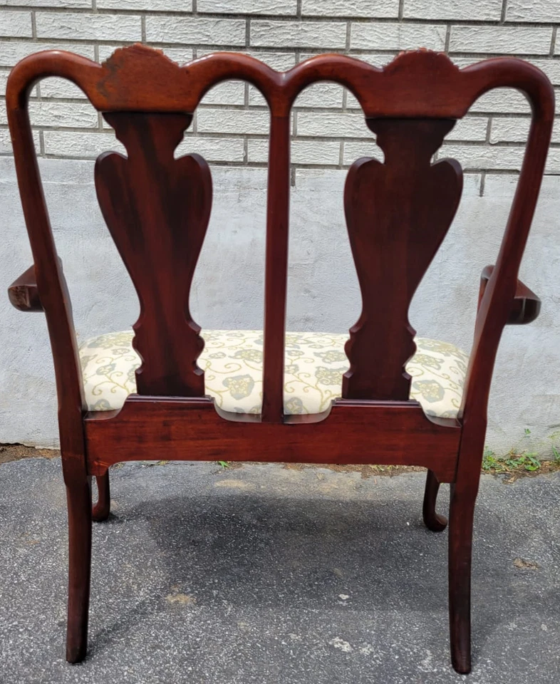 Sofá de dos plazas/banco inglés Queen Anne caoba años 30 Foto 4 de 4