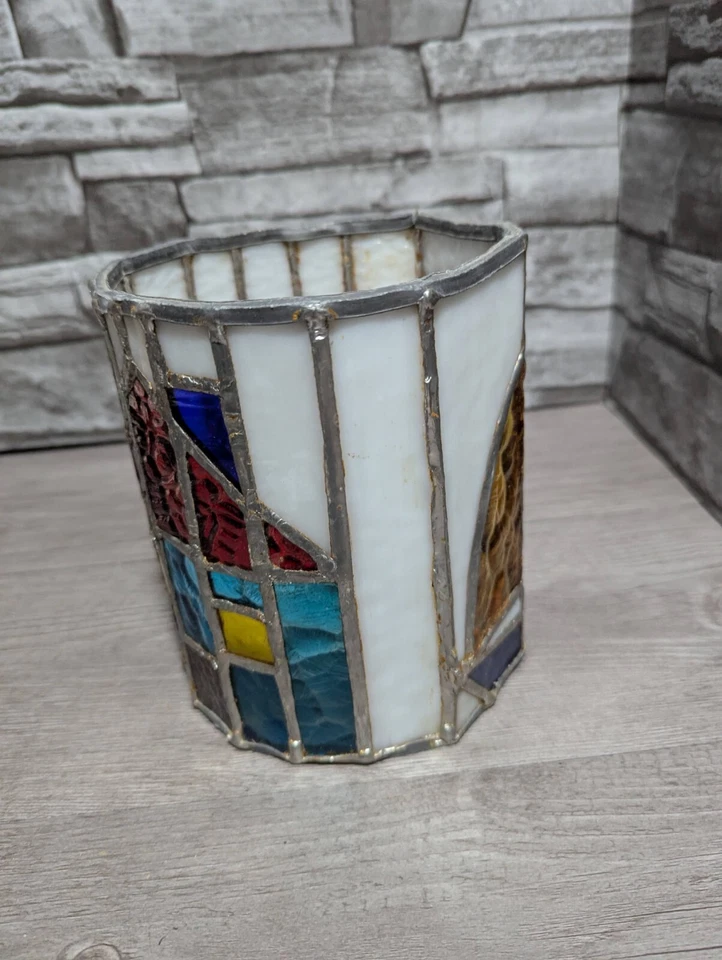 6.5x4.5" Vitral Casa Escénico Redondo Huracán Pilar Candelabro Linterna Foto 3 de 4