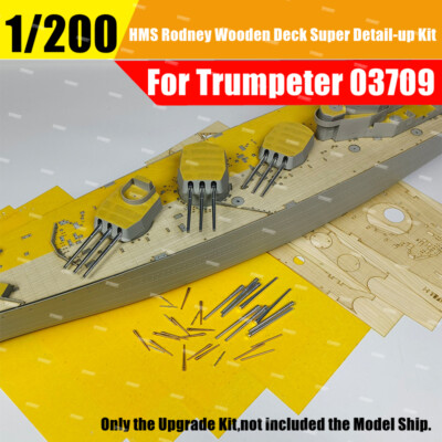 1/200 HMS Rodney Wooden Deck+Metal Barrel Super Detal-up Kit for Trumpeter 03709