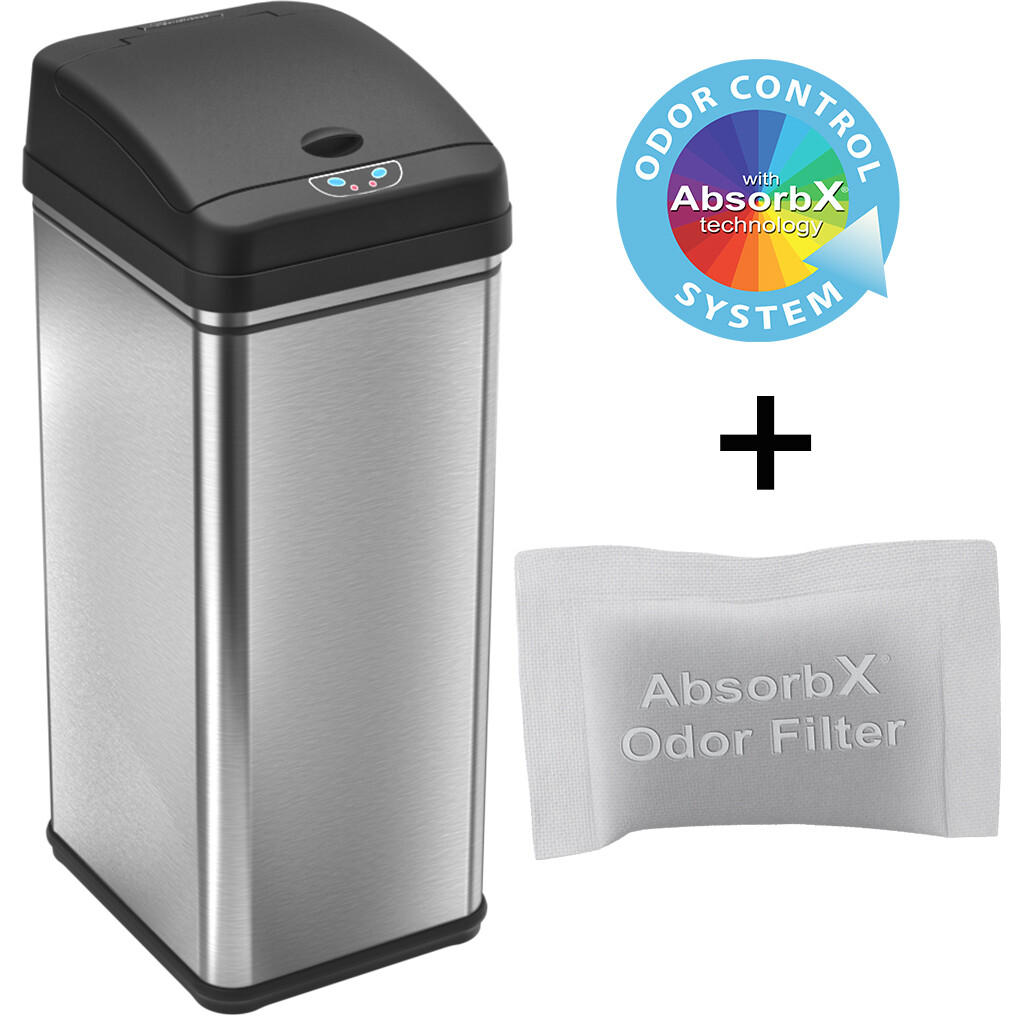 iTouchless 13 Gallon Sensor Automatic Stainless-Steel Trash Can Kitchen ...