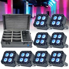 4x18W 6in1 RGBWA UV Wireless LED Battery Uplight 8pcs With Charging Flight Case