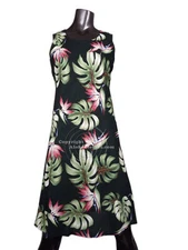 Monstera Paradise Women's Short Tank Flared Hawaiian Dress