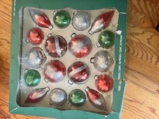 18 Piece Hand Decorated Glass Christmas Ornament Set, NEW, BOX MIGHT HAVE TEAR
