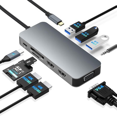 Docking Station Dual Monitor USB C to Dual HDMI Adapter USB C Docking Station