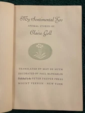 MY SENTIMENTAL ZOO - ANIMAL STORIES BY CLAIRE GOLL - 1942 - PETER PAUPER PRESS