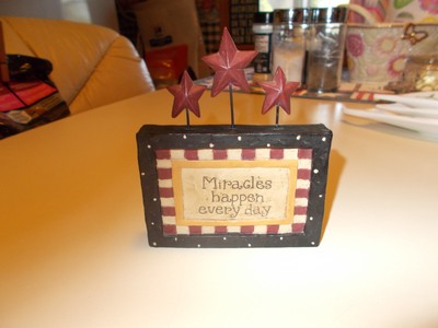 Suzi Patriotic Decoration''Mircles Happen Every day''Stars/Checked