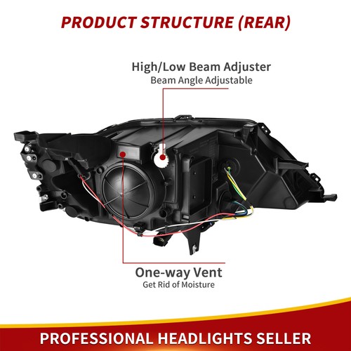 FOR 2015-2020 CHEVY IMPALA HALOGEN PROJECTOR HEADLIGHTS HEADLAMPS PAIR LH + RH - Picture 6 of 11