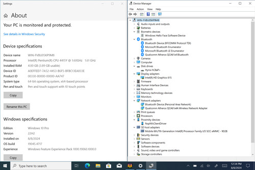 Surface Go 10.6 1800 x 1200 Touch PENTIUM 4415Y 64GB SSD 4GB W10P IRCam - Picture 12 of 16