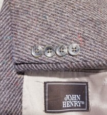 40R vintage John Henry Fleck Brown COLORFUL wool Tweed Sport Coat Jacket Blazer