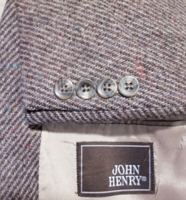 40R vintage John Henry Fleck Brown  COLORFUL wool Tweed Sport Coat Jacket Blazer